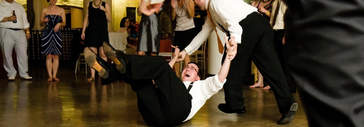 St. Louis Wedding Photography - Groomsmen Dancing at Reception and Party at City Museum