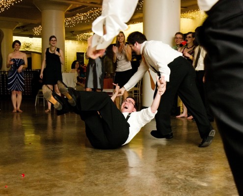 St. Louis Wedding Photography - Groomsmen Dancing at Reception and Party at City Museum